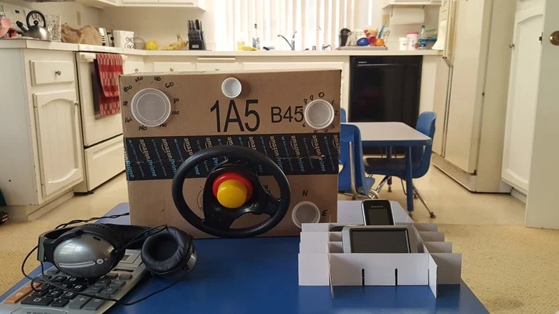 Cardboard airplane cockpit project at ABC Time